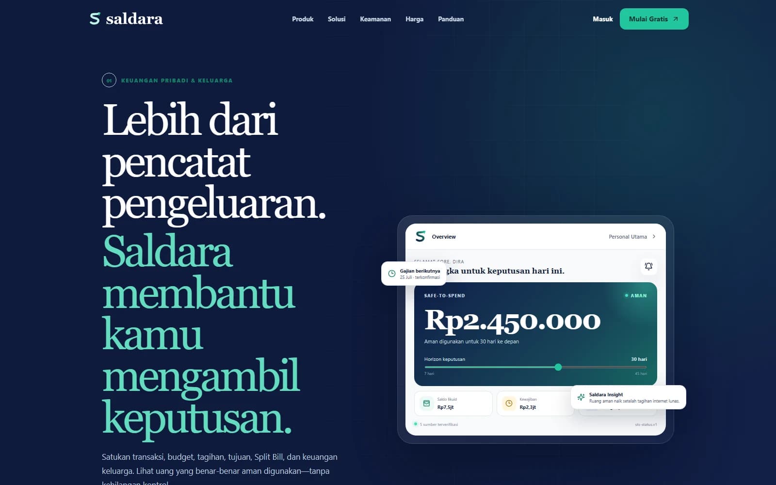 Homepage Saldara Personal
